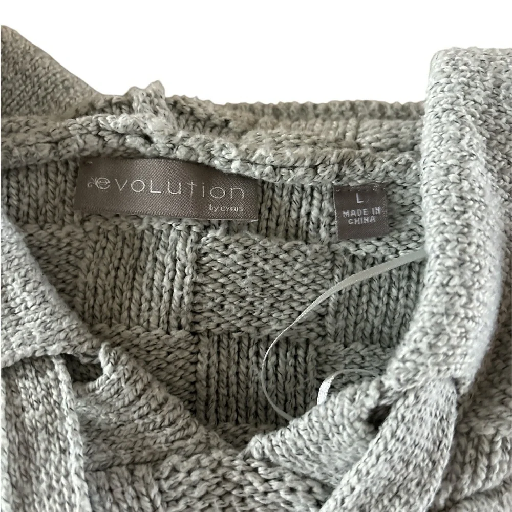 Evolution By Cyrus Phillipa Basket Weave Hooded Pull Over Sweater